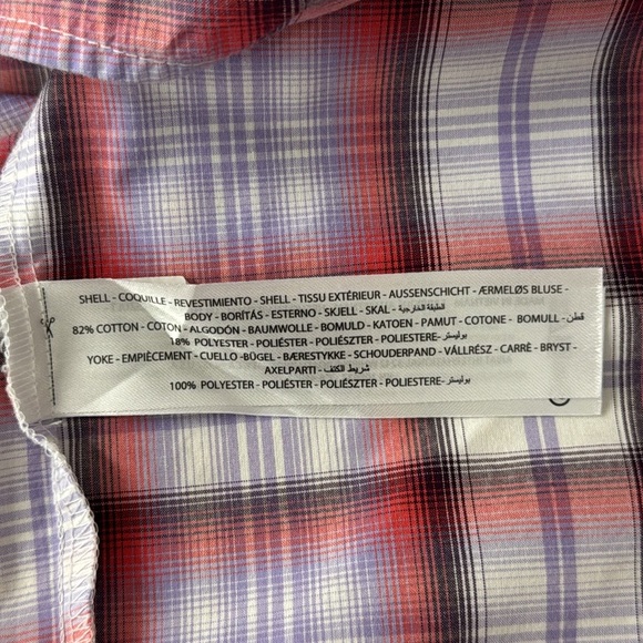 Ariat Pro Series Vented Pink Purple White Plaid Short Sleeve Shirt Small S/P - Picture 10 of 12